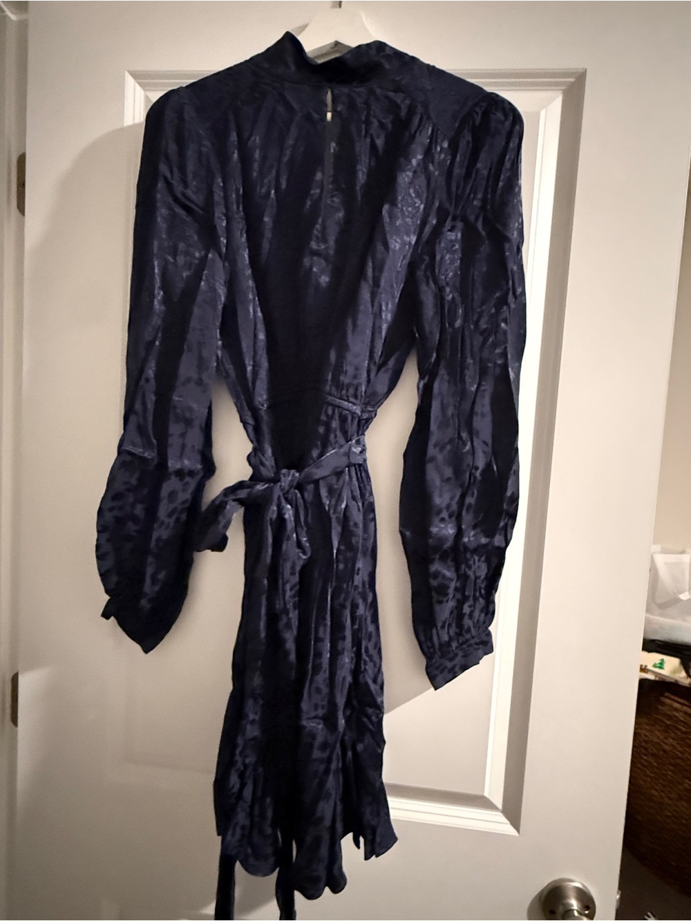 Anthropologie Navy Blue Satin Midi Dress